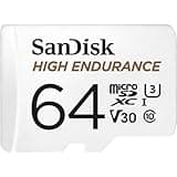SanDisk 64GB High Endurance Video MicroSDXC Card with Adapter for Dash Cam and Home Monitoring Systems - C10, U3, V30, 4K UHD, Micro SD Card - SDSQQNR-064G-GN6IA