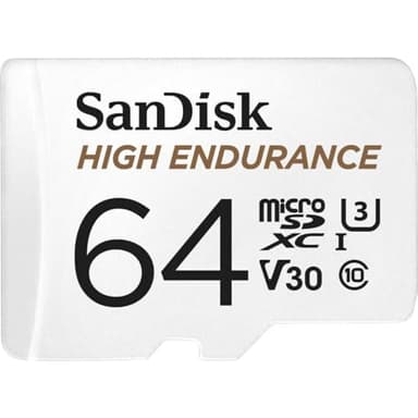 SanDisk 64GB High Endurance Video MicroSDXC Card with Adapter for Dash Cam and Home Monitoring Systems - C10, U3, V30, 4K UHD, Micro SD Card - SDSQQNR-064G-GN6IA