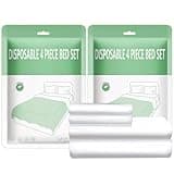 RHINSBENF Disposable Sheets for Travel 2 Packs Disposable Bed Sheets for Hotel King Size Bedding Set with 2 Sheets 2 Quilt Covers 4 Pillow Cases Essentials Portable for Business Trip Tour Hotel