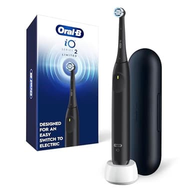 Oral-B iO Simple Clean Rechargeable Electric Powered Toothbrush, Night Black with 1 Gentle Care Brush Head and 1 Black Travel Case - Automatic Pressure Sensor to Protect Gums - 3 Modes - 2 Min Timer