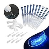 10pcs Teeth Whitening Gels Kit 44% Carbamide Peroxide Bleaching Gel 3ml Refill Gel with Teeth Whitener Lamp Blue LED Light and Teeth Whitening Trays