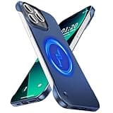 GRECAZO Magnetic Ultra Thin Frosted Designed for iPhone 15 Pro Frameless Case 6.1 inch Slim Minimalist Lightweight Matte Hard Cover Protective Borderless Case-Navy Blue