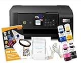 PRINTERWORLD Cartridge-Free Super-Tank Printer with DTF Ink Bundle for Heat Transfers, Easy Fill, Built-in Scanner & Copier - DTF Conversion Printer New, Medium, ET 2800
