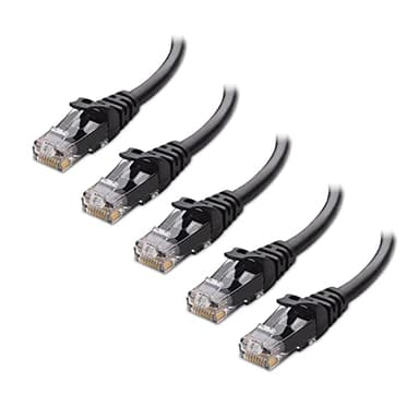 Cable Matters 10Gbps 5-Pack Snagless Cat 6 Ethernet Cable - 8ft, Cat 6 Cable, Cat6 Cord, Ethernet Cord, Black