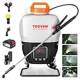 Toovem 4 Gallon Battery Powered Backpack Sprayer - Electric Garden Sprayer with 18V Strong Battery, Automatic Pressurization, 4 Nozzles, Comfortable Design for Lawn, Garden, Farms & Orchards Spraying