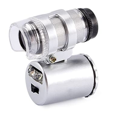 60X Pocket Microscope Portable Mini Microscope Handheld Jewelry Magnifier Loupe Glass LED Light Magnifying Microscope