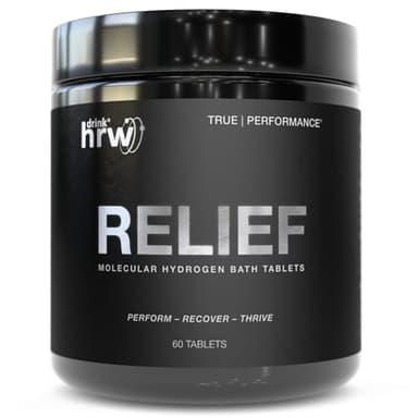 DRINK HRW Hydrogen Bath Bomb Tablets: Muscle Relief & Recovery, Magnesium Soak for Relaxation, Natural Pain Relief, Therapeutic Bath Bombs Post Workout (60 Count)