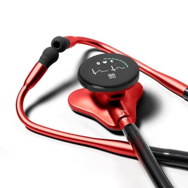 Eko CORE 500™ Digital Stethoscope — 40x Amplification, Active Noise Cancellation, 3-Lead ECG, FDA-Cleared AI with Eko+, Full-Color Display, Reimbursement Eligible — Ruby Red, COR501-RED/RED