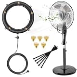 GMAULEE Fan Misters for Outside Patio, Upgraded Mister Fan Kit with 19.69FT (6M) Water Supply Line + 5 Brass Mist Nozzles + Misting Control Valve, Fan Accessories for Cool Patio Backyard Breeze