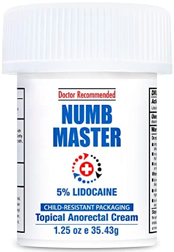 Clinical Resolution Numb Master 5% Lidocaine Numbing Cream for Pain Relief, Topical Anesthetic Burn Itch Cream Maximum Strength, Fast Acting Hemorrhoid Treatment with Vitamin E and Aloe, 1.25 Oz