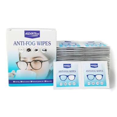 Ageantscom Anti-Fog Wipes for Glasses – Eye Glasses Cleaner Wipes, 100 Pack, Individually Wrapped, Pre-Moistened, Quick-Dry, Scratch-Free for Goggles, Camera, Watch, Lens, Laptop, Phone Screens