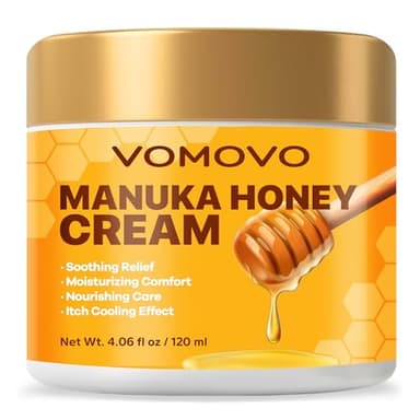 Vomovo Manuka Honey Cream (4.1 Fl Oz), Eczema Cream for Adults, Eczema Lotion for Face & Body, Natural Manuka Honey Ointment for Soothing, Dry & Itchy Skin, Itchy Skin Relief Moisturizer