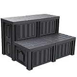 AOSYCO [2024 Upgrade] Hot Tub Steps with Storage SPA Stairs Heavy Duty Sturdiness Outdoor Steps for Outside Patio Hottub Non Slip Premade Tow Step Easy Install Ash Gray