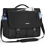 RAINSMORE Messenger Bag for Men Messenger Bag 15.6 Inch Water Resistant Laptop Bag Casual Satchel Bags for Men Large College Computer Bag Office Work Briefcase Fashion Crossbody Shoulder Handbag Black
