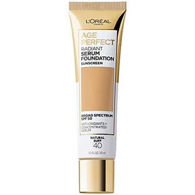 L'Oreal Paris Age Perfect Radiant Serum Foundation with SPF 50, Natural Buff, 1 Ounce