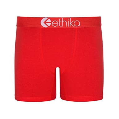 Ethika Men’s Mid Boxer Brief, 4-Way Stretch Performance Underwear - Red Machine (RED, S)