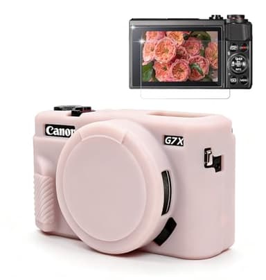 Frevyve Case for Canon G7X Mark II G7X Camera, Soft Silicone Protective Case, Slim Fit Sleeve with Removable Lens Cover and Screen Protector Accessories, Lightweight, Anti-Scratch (Jelly Pink)
