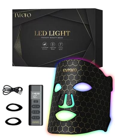 EVFOFO 7 Mode Red Light Therapy Mask for Face, FDA-Cleared Portable LED Face Mask with Remote for Wrinkles, Acne & Skin Tone at Home, Near-Infrared 850nm Red Light Therapy Mask, Black