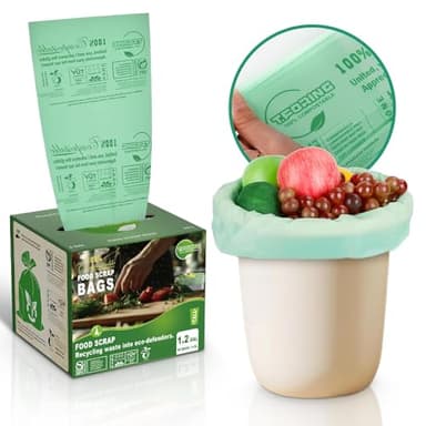 T.FORING 1.2 Gallon Compost Bags, 4.5 Liter, 0.8 Mil,80 Count Compostable Trash Bags, Small Kitchen Food Scrap Waste Bags, ASTM D6400, US BPI, CMA and Europe OK compost HOME Certified