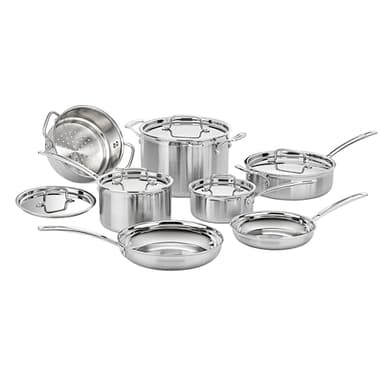 Cuisinart 12-Piece MultiClad Pro Triple Ply Stainless Stainless Steel Pots and Pans Set, Cookware Set Compatible with Induction, Electric, Gas Cooktops, Cool Grip Handles, Oven Safe to 500°F, Silver