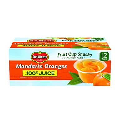 DEL MONTE Mandarin Oranges FRUIT CUP Snacks, in 100% Juice, 12 Pack, 4 oz