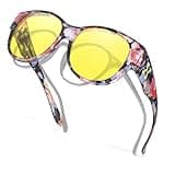 Xfeel Night Driving Glasses Over Prescription Glasses for Women Anti Glare Night Vision Glasses for Low-Light Conditions