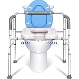 Aupokinry 3 in 1 Commode Chair for Toilet with Arms, 500 lbs Bedside Commode Chair for Toilet with Bucket 4.4Qt, Width Adjustable Bedside Commode for Seniors, 21”-25“ Extra Large Width