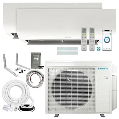 Daikin 18,000 BTU (12K + 12K) 21SEER2 2-Zone Mini Split, Air Conditioner Heat Pump R-32 System with Maxwell 15 ft. Installation Kit and Wall Mounting Bracket