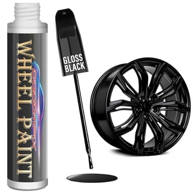 cocomfix Gloss Black Rim Touch Up Paint, Rim Paint, Car Wheel Scratch Repair Kit for Curb Rash & Scratches, Universal Gloss Black Enamel paint for Alloy/Metal rims (1 fl oz), Scratch Resistant, Covers 1 Sq Ft