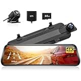 WOLFBOX G930 10'' Rear View Mirror Camera with 5.8GHz WiFi, 4K Dash Cam Front and Rear with WDR, Touch Screen Rearview Mirror Backup Camera, Parking Monitor, Reverse Assist, Includes 64GB Card & GPS