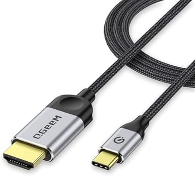 QGeeM USB C to HDMI Cable Adapter 6FT 4K, USB Type C to HDMI Thunderbolt 3/4 Compatible for iPhone 16, Galaxy, MacBook Pro/air, IPad pro, Surface,Dell XPS, HP, Thinkpad, Pixelbook, and More-Matte gray