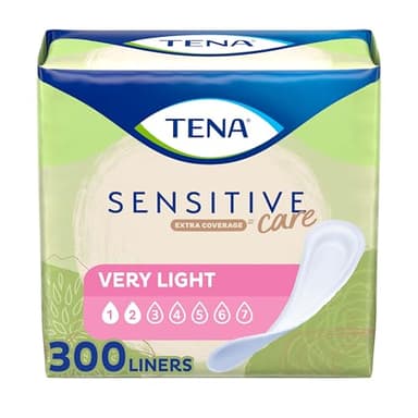 TENA Sensitive Care Panty Liners for Women, Very Light Absorbency, Extra Coverage, Sensitive Care - 300 Count