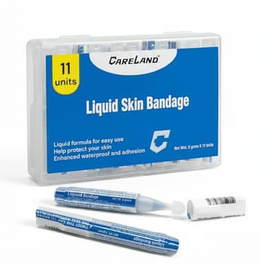 Careland Liquid Bandage for Skin, Waterproof Liquid Skin Glue for Wound Closure, Blisters, Hangnails & Paper Cuts. Easy-Snap First Aid Sealant in Portable Hard Case (11 Count)
