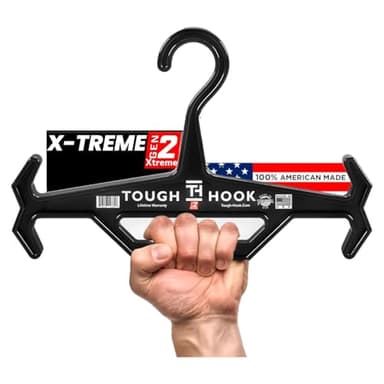 Tough Hook Original Xtreme Heavy Duty Hanger - The Superhero of Hangers USA-Made 200lb Capacity - Anti-Slip Design for Police Body Armor, Scuba BCD & Wetsuits - Durable ABS DuraResin, 1 Pack Black
