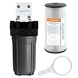 Aquasure Fortitude V2 Series High Flow 30 Micron Whole House Pleated Sediment Water Treatment Pre-Filter System, Standard Size | Removes Sand, Silt, Dirt, Debris & More