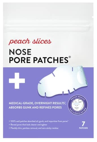 Peach Slices - Nose Pore Patches (7 ct) - Overnight Blackhead Remover - Pore Strips - Absorbs Gunk - Thin, Flexible & Painless - Hydrocolloid Patches - Vegan & Cruelty Free - Korean Skin Care & Beauty