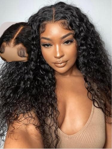 UNICE Curly Human Hair Wig Water Wave 7x5 Lace Bye Bye Knots Glueless Wigs Human Hair Pre Plucked Pre Cut Put on and go Wigs 24 inch