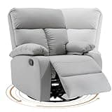 hzlagm Swivel Rocker Recliner, Rocking Recliner Chair, Small Rocker Recliners for Small Spaces, Living Room, Bedroom, Nursery, RV, Light Grey