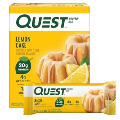 Quest Nutrition Lemon Cake Protein Bars, High Protein, Low Carb, Gluten Free, Keto Friendly, 4 Count