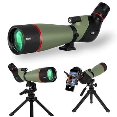 Gosky 2019 Updated 20-60x80 Spotting Scope with Tripod, Carrying Bag and Smartphone Adapter - BAK4 Angled Telescope - Waterproof Scope for Target Shooting Hunting Bird Watching Wildlife Scenery, SP5