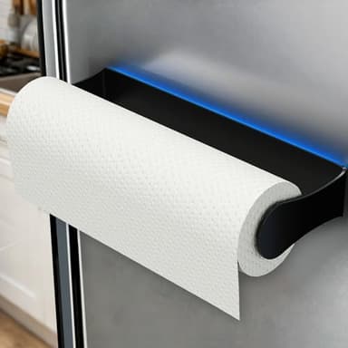 Magnetic Paper Towel Holder for Fridge, No Drilling, Strong Magnet, Stainless Steel, Paper Towel Holder Magnetic for Refrigerator, Rv, Grill, Kitchen Decor and Accessories, Black