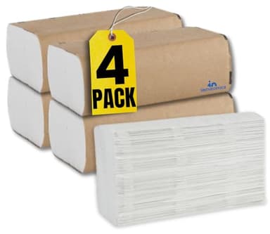 1InTheOffice Multifold Paper Towels, Paper Hand Towels for Bathroom, Folded Paper Towels, 1-Ply, 9" x 9.45", 250 Towels/Pack, 4 Pack
