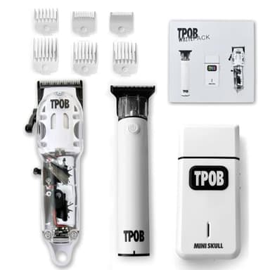 TPOB Slime 2 Barber Hair Clippers Trimmer Shaver Set for Men with Matte White Case and Fade Blade