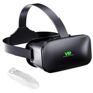 3D VR Headset, Virtual Reality 3D VR Glasses, Anti-Blue Light Adjustable 3D Headset Helmets for iPhone or Android Compatible with 4.5” to 6.7” inch with Controller(Black)