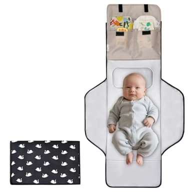 31" X 24.2" Extra Long Large Lightweight Toddler Diaper Changing Pad Travel, Cute Design 1-36 Month Infant Foldable Baby Changing Mat Wipeable, Changing Pad Portable for Station, Car, Stroller