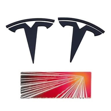 EVMIZE Tesla Model Y Emblem Bundle Front Rear T Logo Badge Matte Black Glossy Black OEM Performance Ludicrous Set Metal Decal Sticker with 3m Adhesive Juniper Launch Edition (Matte Black & Juniper)