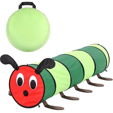 Soulchen Caterpillar Shaped Kids Play Tunnel 6-ft Colorful Pop Up Caterpillar Crawling Toy for Toddlers 1-3 Baby Crawling Tunnel Girl Boy Birthday Favor Gift for Infant Toddler Toys Dog Indoor Outdoor