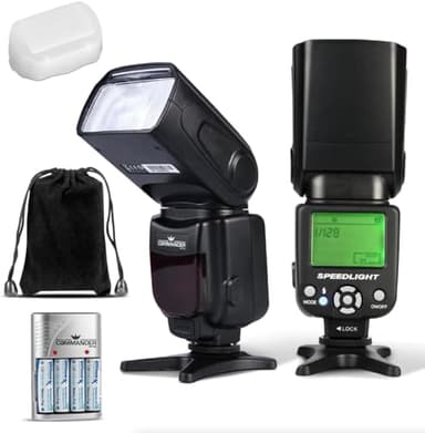 Fully Automatic Speedlite Flash for Canon EOS Rebel T5, T6, T7, T100, 2000D, 4000D, 3000D DSLR Cameras, E-TTL up to 90ft, Built in Diffuser, Bounce Head, Swival, Slave Unit