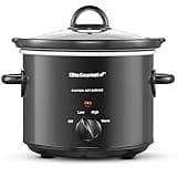 Elite Gourmet MST-350B Electric Slow Cooker, Adjustable Temp, Entrees, Sauces, Stews & Dips, Dishwasher Safe Glass Lid & Crock (3 Quart, Black)