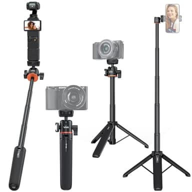 VRIG 21.6" Extension Pole Tripod, Mini Selfie Stick Tripod Stand Handle Grip for DJI Osmo Pocket 3,Insta 360 X5 Webcam Canon G7X Mark III Sony ZV-1 RX100 VII A6400 A6600 Cameras Vlogging